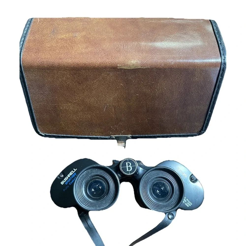 Bushnell Sportview 7x35 Extra Wide Angle Binoculars w/Carry Strap & Case-Vintage